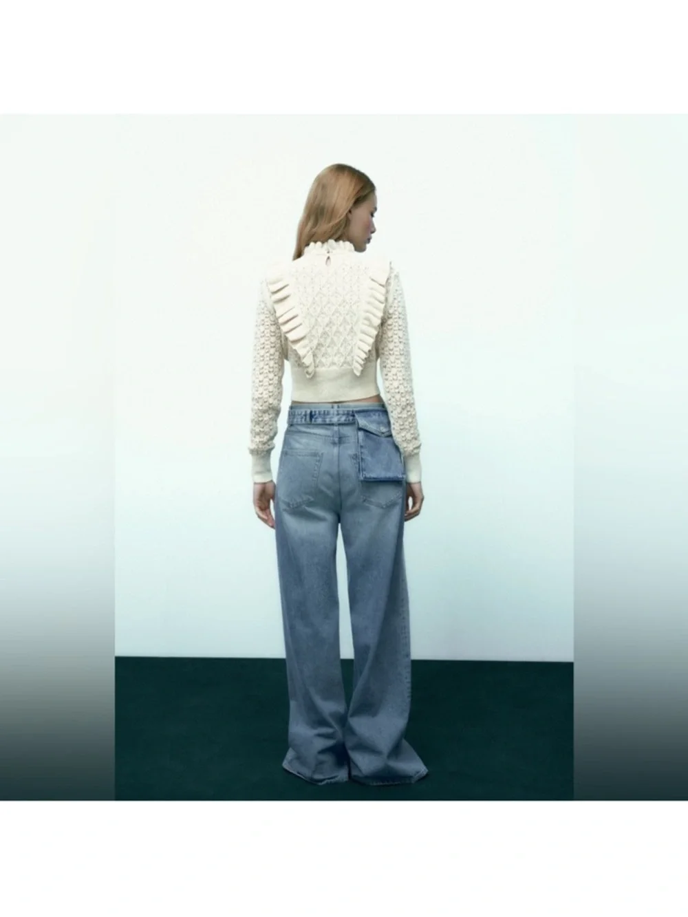 Zara Fitted Ruffled Knit
Pearl Rhinestone Cropped
Sweater - Picture 5 of 8